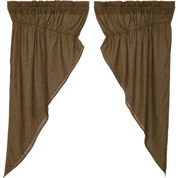 Tea Cabin Green Plaid Prairie Short Panel Set of 2 63x36x18