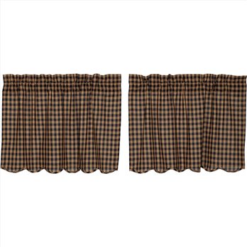 Navy Check Scalloped Tier Set of 2 L24xW36