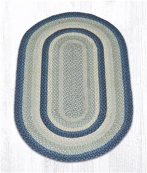 Breezy Blue/Taupe/Ivory Oval Braided Rug 3'x5'