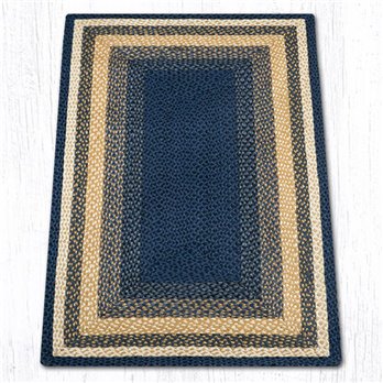 Lt. Blue/Dk. Blue/Mustard Rectangular Braided Rug 3'x5'