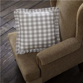 Annie Buffalo Grey Check Ruffled Fabric Pillow 18x18