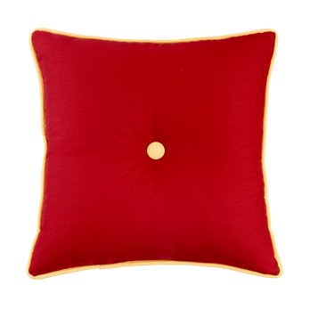 West Bay Solid Square Pillow -Red with Button