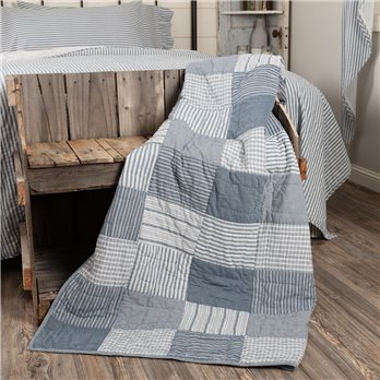 Sawyer Mill Blue Block Quilted Throw 50x60