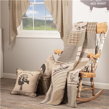 Sawyer Mill Charcoal Farm Animal Quilted Throw 50x60