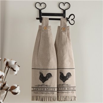 Sawyer Mill Charcoal Poultry Button Loop Tea Towel Set of 2