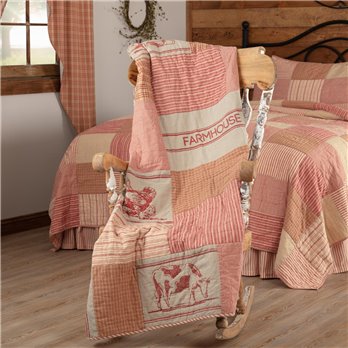Sawyer Mill Red Farm Animal Quilted Throw 50x60