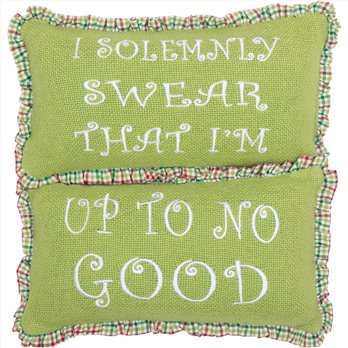 Whimsical Christmas Pillows Up To No Good Set of 2 7x13