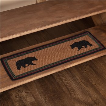 Wyatt Stenciled Bear Jute Stair Tread Rect Latex 8.5x27