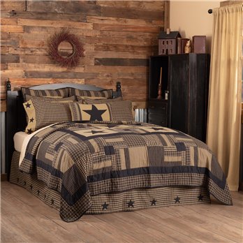 Black Check Star Twin Quilt 68Wx86L