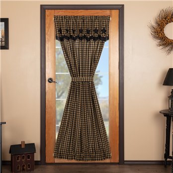 Black Star Door Panel with Attached Scalloped Layered Valance 72x40