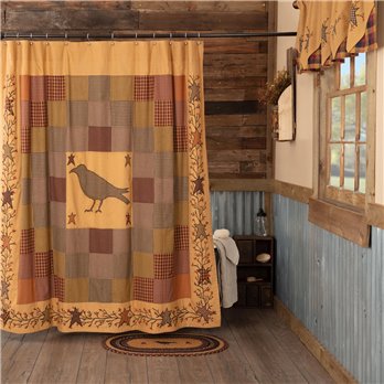 Heritage Farms Applique Crow and Star Shower Curtain 72x72