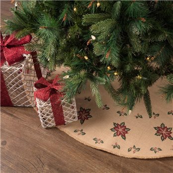 Jute Burlap Poinsettia Tree Skirt 48