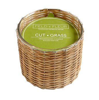 FIELD + FLEUR Cut Grass 2 Wick Handwoven Candle 12 oz