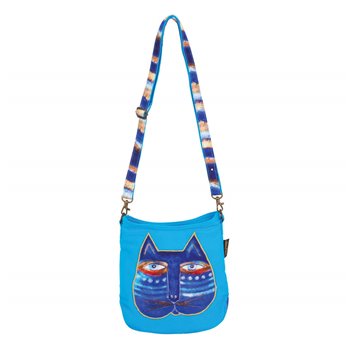 Laurel Burch Feline Face Crossbody in Turquoise