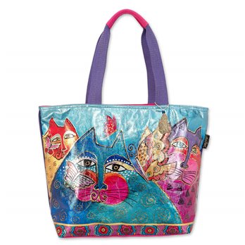 Laurel Burch Feline and Flutterbies Foiled Shoulder Tote