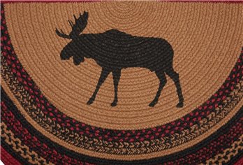 Cumberland Stenciled Moose Jute Rug Half Circle 16.5x33
