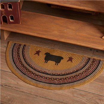 Heritage Farms Sheep Jute Rug Half Circle w/ Pad 16.5x33