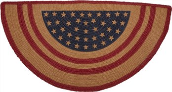 Liberty Stars Flag Jute Rug Half Circle w/ Pad 16.5x33