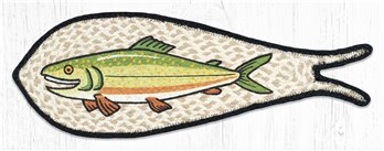 Trout Printed Braided Fish Shaped Rug 9"x26"