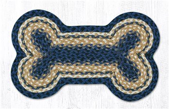 Lt. Blue/Dk. Blue/Mustard Medium Braided Dog Bone Shaped Rug 13"x22"