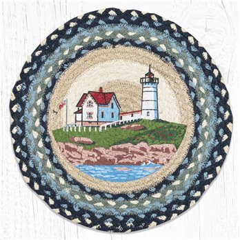 Nubble Lighthouse Printed Round Braided Placemat 15"x15"