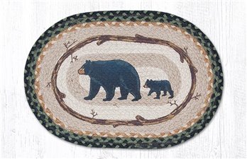 Mama & Baby Bear Oval Braided Placemat 13"x19"