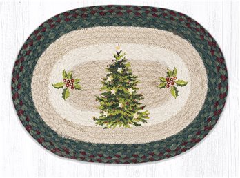 Christmas Joy Tree Oval Braided Placemat 13"x19"