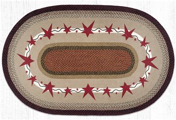 Primitive Stars Burgundy Oval Braided Rug 4'x6'