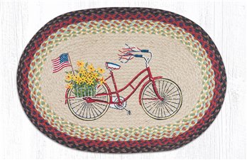 Bicycle with Flag Oval Braided Rug 20"x30"