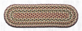 Olive/Burgundy/Gray Oval Braided Stair Tread 27"x8.25"