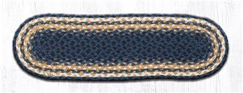 Lt. Blue/Dk. Blue/Mustard Oval Braided Stair Tread 27"x8.25"