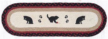 Cat and Kitten Oval Braided Stair Tread 27"x8.25"