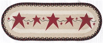 Primitive Stars Burgundy Oval Braided Table Runner 13"x36"