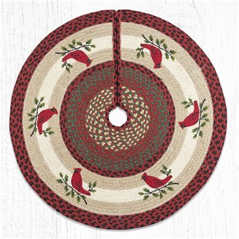 Holly Cardinal Printed Braided Tree Skirt Round 30"x30"