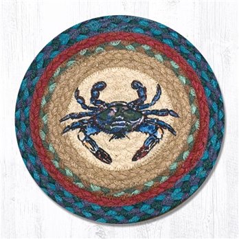 Blue Crab Printed Round Braided Trivet 10"x10"