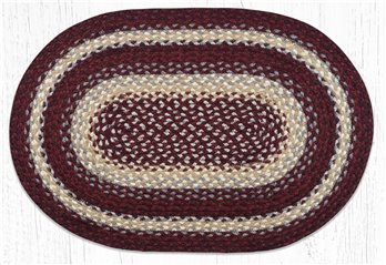 Burgundy/Gray/Cream Oval Braided Rug 20"x30"