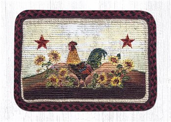 Morning Rooster Wicker Weave Braided Trivet 9"x9"