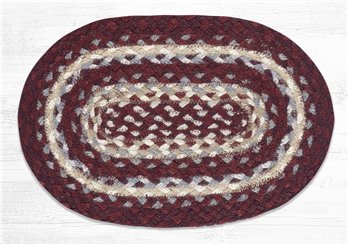 Burgundy/Gray/Cream Oval Braided Swatch 10"x15"