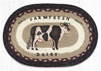 Farmhouse Cow Printed Oval Braided Swatch 10"x15"