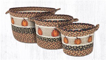 Harvest Pumpkin Printed Braided Utility Basket 9"x7"