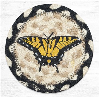 Swallowtail Butterfly Printed Braided Coaster 5"x5" Set of 4