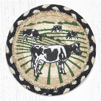 Cows Round Large Braided Coaster 7"x7" Set of 4