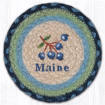Blueberry Maine Round Large Braided Coaster 7"x7" Set of 4
