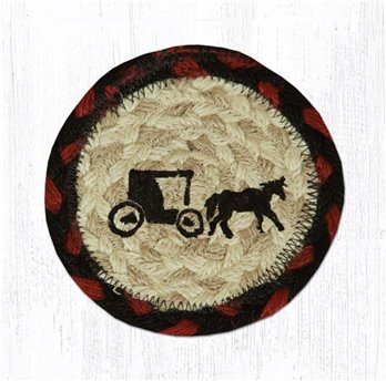 Amish Buggy Printed Braided Coaster 5"x5" Set of 4