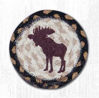 Bull Moose Printed Braided Coaster 5"x5" Set of 4