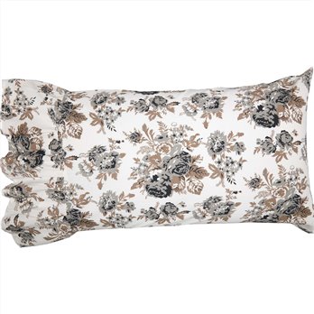 Annie Portabella Floral Ruffled Standard Pillow Case Set of 2 21x26+8