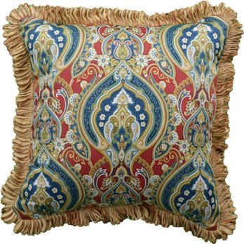 Tadeya - Red Square Pillow - 20" with Trim