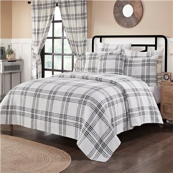 Black Plaid Twin Coverlet 70x90