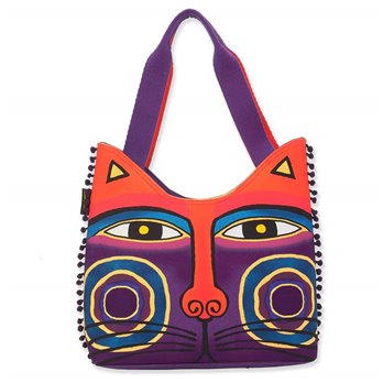 Magnificat Feline Scoop Tote in Red and Purple