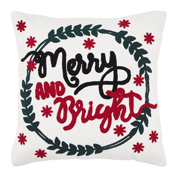 Black Plaid Merry &amp; Bright Pillow 18x18